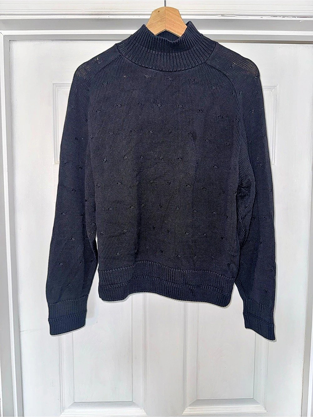 Pendleton Sophisticates Black Knit Turtleneck Sweater Cotton M